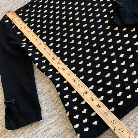 Vintage Banned Apparel Heart Sweater Womens Size Small 3/4 Bow Tie Boatneck - Picture 12 of 14